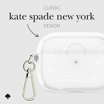 kate spade new york AirPods Pro Protective Case with Keychain Ring -That Sparkle Silver, Compatible with AirPods Pro 2nd / 1st Generation