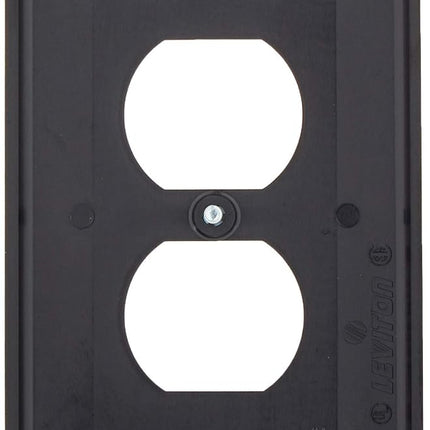 Leviton 1-Gang Duplex Receptacle Wallplate, Midway Size, PJ8-E, Black