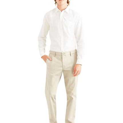 DOCKERS Men's Straight Fit Signature Lux Cotton Stretch Khaki Pant, Cloud, 8-10