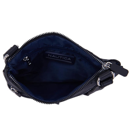 Nautica Women's Lakeside Signature Jaquard North South Crossbody Bag Cross Body, Black, One Size