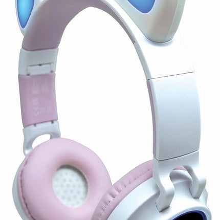 Lexibook - 2-in-1 Wireless Rechargeable Headphones with Lights - Stereo Sound, Wireless Wired, Foldable, Adjustable, LED Lights - HPBTKT