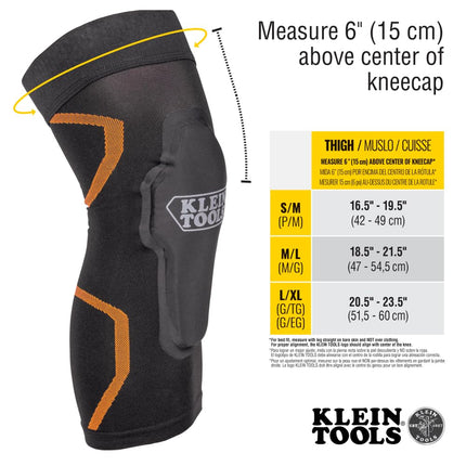 KLEIN TOOLS 60622 Knee Pad Compression Sleeve, Knee Support for Construction, Workers and Athletes, Black, S/M