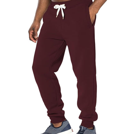 Southpole Men's Basic Active Fleece Jogger Pants-Regular and Big & Tall Sizes, Burgundy, Medium