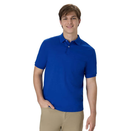 Hanes Men's Short Sleeve Jersey Pocket Polo (Pack of 2), Deep Royal, Medium
