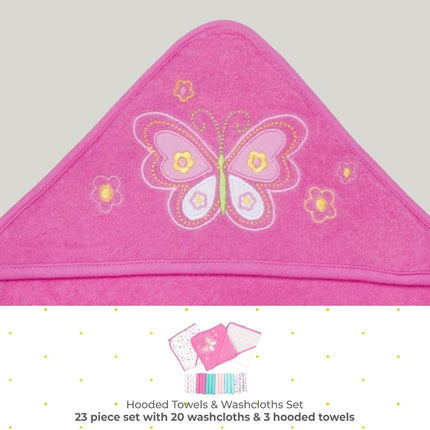 Spasilk 23-Piece Essential Baby Bath Gift Set, Pink Butterfly