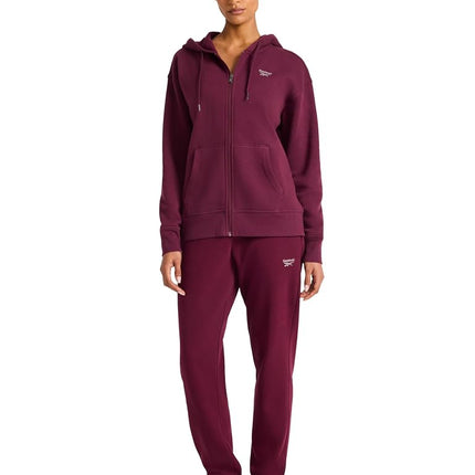 Reebok Women's Rhinestone Jogger, Standard Fit, 30 Inch Inseam, Midweight Cotton-Poly Fabric Tracksuit Bottoms, Black (Black Cherry), M