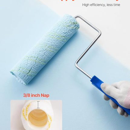 VEVOR Paint Roller Covers, 12 Pack 9 Inch Shedless Roller Covers, 3/8 Inch Nap High Dense Roller Covers for Roller Frame & Paint Roller Kit, Paint Rollers for Painting Walls, House Painting Supplies