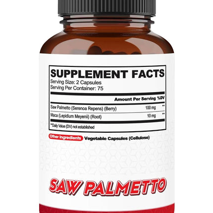 1500mg Saw Palmetto Supplement with Maca Root - 150 Veggie Capsules