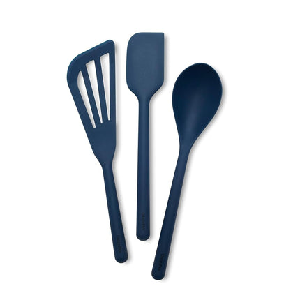 GreenPan Silicone 3 Piece Cooking Utensil Set, Fish Turner, Mixing Spatula, Solid Spoon, Flexible Nonstick Kitchen Tools Rigid Steel Core, Heat-Resistant Anti-Slip Handle BPA-Free Dishwasher Safe Blue