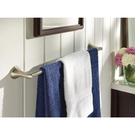 Moen Darcy 18 in. Towel Bar with Press and Mark in Brushed Nickel