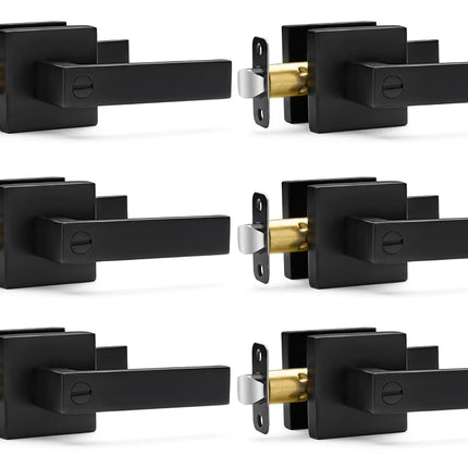 Hasmikit 6 Pack Matte Black Door Handles Privacy D