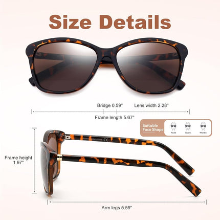 SKYOLUY Premium Bifocal Reading Sunglasses for Women, Retro Cateye Sun Readers UV400 Protection, Classic Shades Black & Tortoise (1 Black & 1 Tortoise, 2.75)