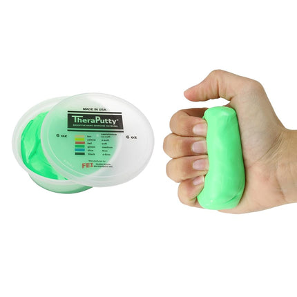 CanDo TheraPutty Pâte à malaxer standard pour la rééducation, les exercices, la thérapie de la main, l'ergothérapie, le renforcement de la main, l'amélioration de la motricité, le soulagement du stress, 170 g, vert, moyenne