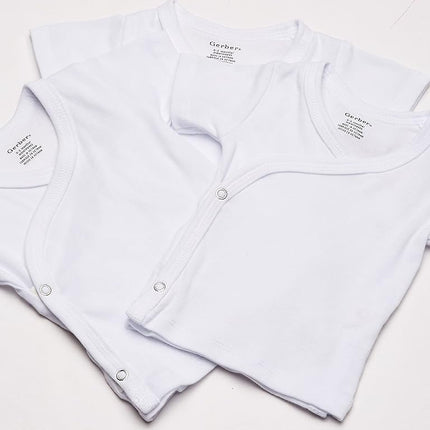 Gerber Baby 3-Pack Short-Sleeve Side-snap Shirt, White, Newborn