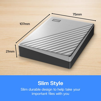 WD 2TB My Passport Ultra, portable external storage, external hard drive, software with defense against ransomware, backup and password protection, Works with PC, Xbox S|X, Playstation, Silver