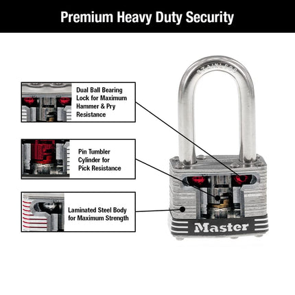 MASTERLOCK CO 1SSKADLFHC Stainless Steel Laminated Padlock, 1-3/4"