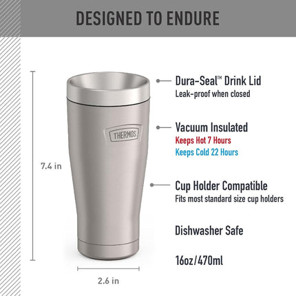 THERMOS ICON Series 16 oz Stainless Steel Tumbler Matte Steel