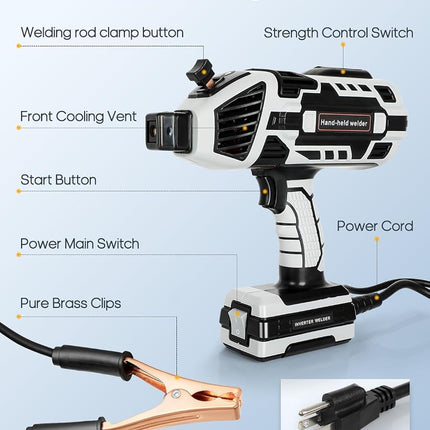 Máquina de soldar portátil, máquina de soldar portátil de 110 V con inversor IGBT, ajuste de corriente variable de 6, salida de soldadura de 20-120 amperios, pistola de soldadura por arco portátil para varillas de soldadura de 1/16"-1/8"