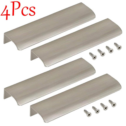 LC LICTOP 4 Pcs Arc Modern Finger Edge Pulls Rounded Angle Tab Pull 150mm/5.91" Length Finger Drawer Pulls (Nickel Brushed)