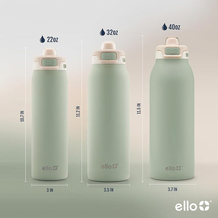 Ello Pop & Fill Stainless Steel Water Bottle 650 ml with Quick Fill Technology, Double-Walled Vacuum Insulation, Leak-Proof Locking Lid, Reusable, BPA-Free,