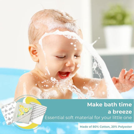 Spasilk Bath Hooded Towels & Washcloths Set for Babies, 23-Piece Gift Set, Grey, (Gift GBA23 0501)