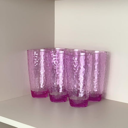 Yanglonghui 26-Ounce Plastic Tumblers (Set of 6), Reusable Plastic Mugs, BPA-Free Acrylic to Drink Mugs, Shatter Resistant, Textured Interior, Dishwasher Safe (Purple, 26 Ounce)