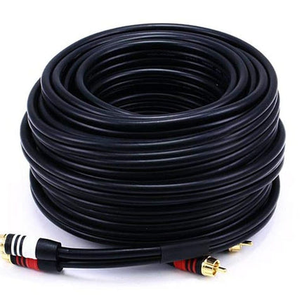 Monoprice Premium 2 RCA Plug/2 RCA Plug Cable - 1.83M (6ft) - Black, M/M, 22AWG Conductor, Gold Plated Connector