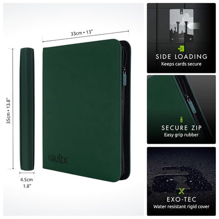 Vault X 12 Pocket Zip Trading Card Binder 480 Cards Exo-Tec (Green)