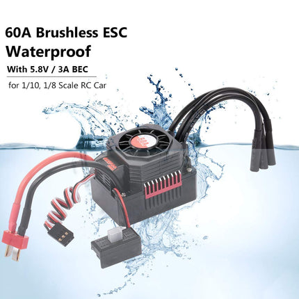 GoolRC Surpass Hobby 3650 Brushless Motor and ESC Combo, 3900KV Brushless Motor and 60A ESC for 1/10 Scale RC Car Truck Indispensable Accessory for Modification Enthusiasts