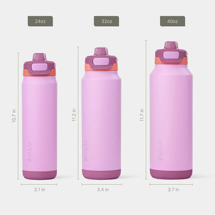 ZULU Powerfill Pro 32oz Stainless Steel Water Bottle with Quick Fill Lid, Triple Walled Vacuum Insulated Metal, Leak Proof Locking Lid, Sip and Chug, Reusable BPA Free, Sherbert
