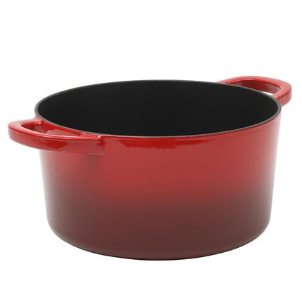 Olla de horno holandesa redonda de hierro fundido esmaltado Crock Pot Artisan de 7 cuartos con tapa de vidrio de borosilicato apta para horno, utensilios de cocina de alta resistencia para hornear, asar y cocinar a fuego lento, rojo