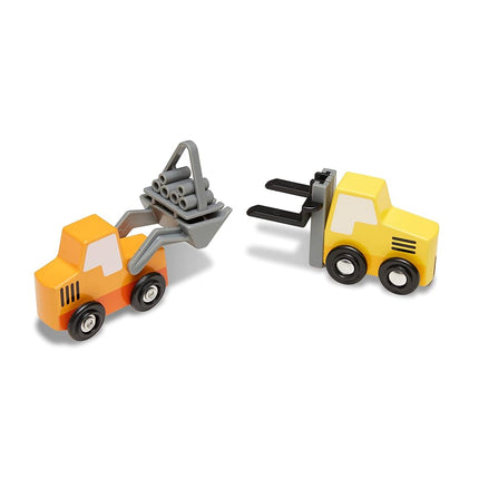 Melissa & Doug Wooden Construction Site Vehicles with Wooden Storage Tray (8 pcs) Construction Toys, Vehicle Toys, Cars for Toddlers and Kids Ages 3+