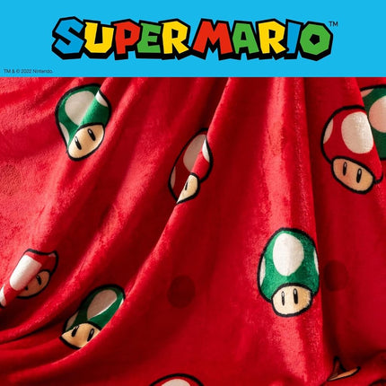 Franco Nintendo Super Mario Gaming Toad Kids Bedding Super Soft Plush Throw Blanket, 46 in x 60 in, (Officially Licensed Product)