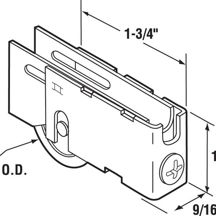 Prime-Line Products D 1829 Sliding Door Roller Assembly, 1-Inch Steel Ball Bearing