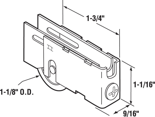 Prime-Line Products D 1829 Sliding Door Roller Assembly, 1-Inch Steel Ball Bearing