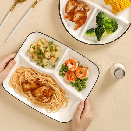OnePine Porcelain Healthy Eating Plate, Diet Dinner Plate with 3 Compartment, Portion Control Plates for Adults Weight Loss