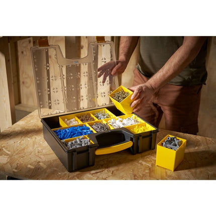 Stanley Stst14710 Organizador de Piezas Pequeñas de 10 Compartimentos, Negro/Amarillo
