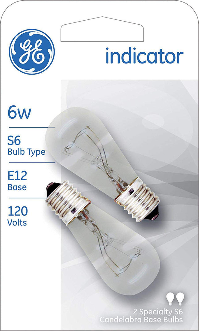 GE Lighting 15820 Luz indicadora de 6 vatios S6 paquete de 2