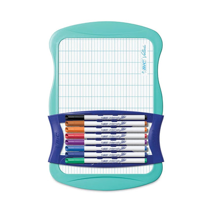 Bic Intensity Dry Erase Kit, 9 Intensity Dry Erase Markers, Dual-sided Dry Erase Board, Clip-on Eraser, Marker Storage Clip (color May Vary)