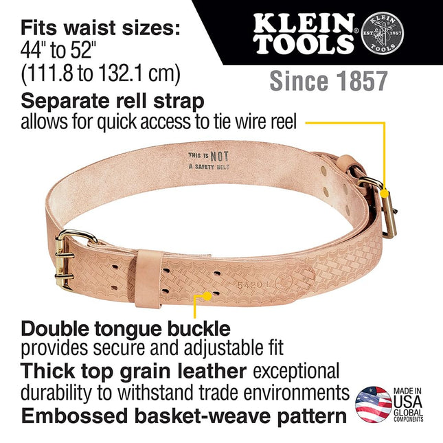 Klein Tools 5420XL Ironworker's Heavy-Duty Leather Tie-Wire Belt, Extra Large