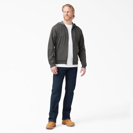 Dickies Men's Full Zip Fleece Hoodie Jacket, Dark Heather, 2X