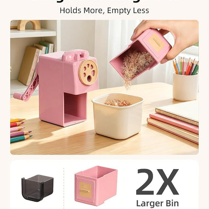 ZMOL Manual Hand Crank Pencil Sharpener - Heavy Duty Desktop Pencil Sharpener for Colored Pencils, Children's Classroom & Professional Use