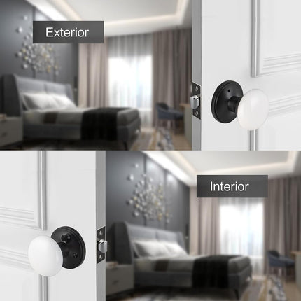 NCL White Door Knobs, Keyless Door Handles, Porcelain Door Levers, Interior Bath Door Knob
