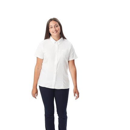 French Toast Women's Short Sleeve Oxford Shirt, White, X-Large