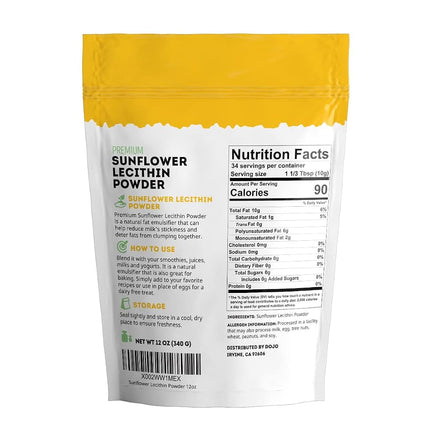 Kate Naturals Sunflower Lecithin Powder for Baking Bread, Gummies, Cooking. Substitute for Soy Lecithin Powder (12oz, Non-GMO)
