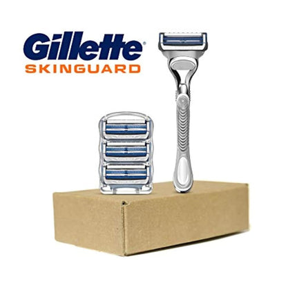 Gillette SkinGuard Men's Razor With Handle + 4 Blade Refills