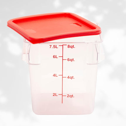 FSE Square Food Container, 8 Quart, Polycarbonate, Reusable, Clear, NSF, (LID SOLD SEPARATELY)