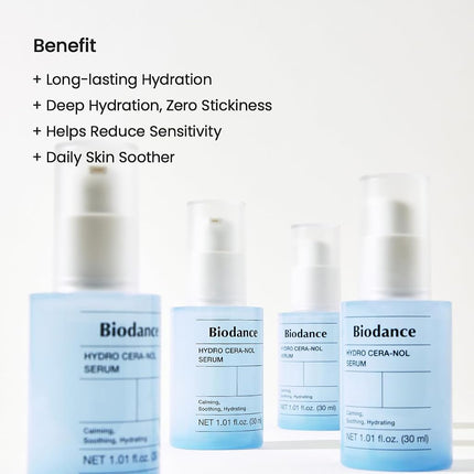 BIODANCE Hydro Cera-nol Serum, Hydrating, Soothing Facial Serum for Dry & Sensitive Skin with Ceramide, D-Panthenol, Hyaluronic Acid, Korean Skin Care | 1.01 fl.oz x 1 ea