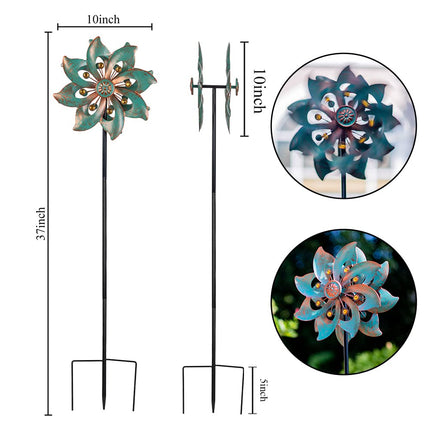 DREAMYSOUL Outdoor Wind Spinner 37 Inch, Metal Garden Wind Sculpture Bronze Wind Spinners for Patio Yard Lawn Decor