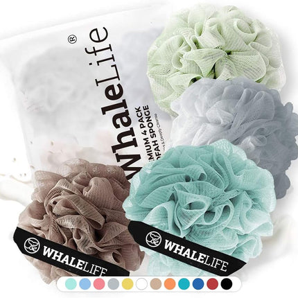 Shower Loofah Bath Sponge Mesh Pouf Scrubber Ball 